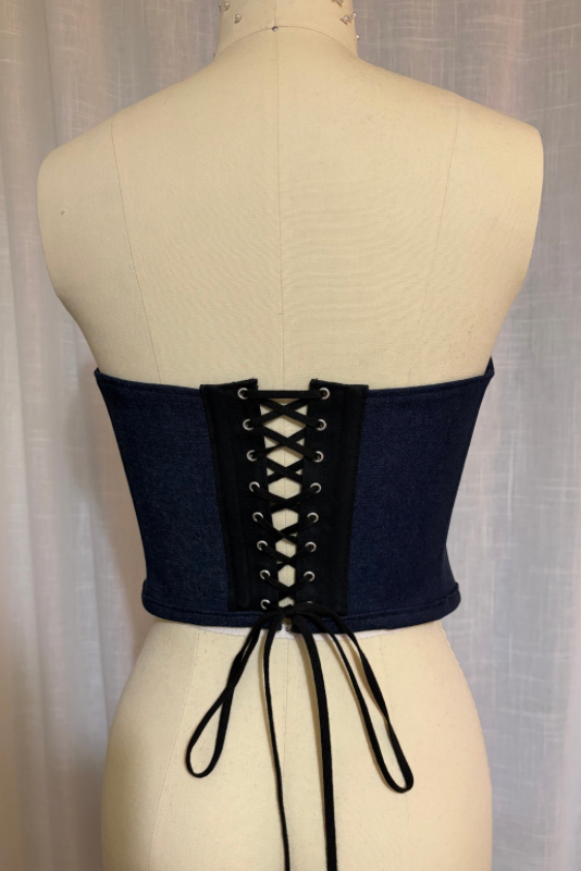 Denim Overbust Corset - Sample - Archive Sale