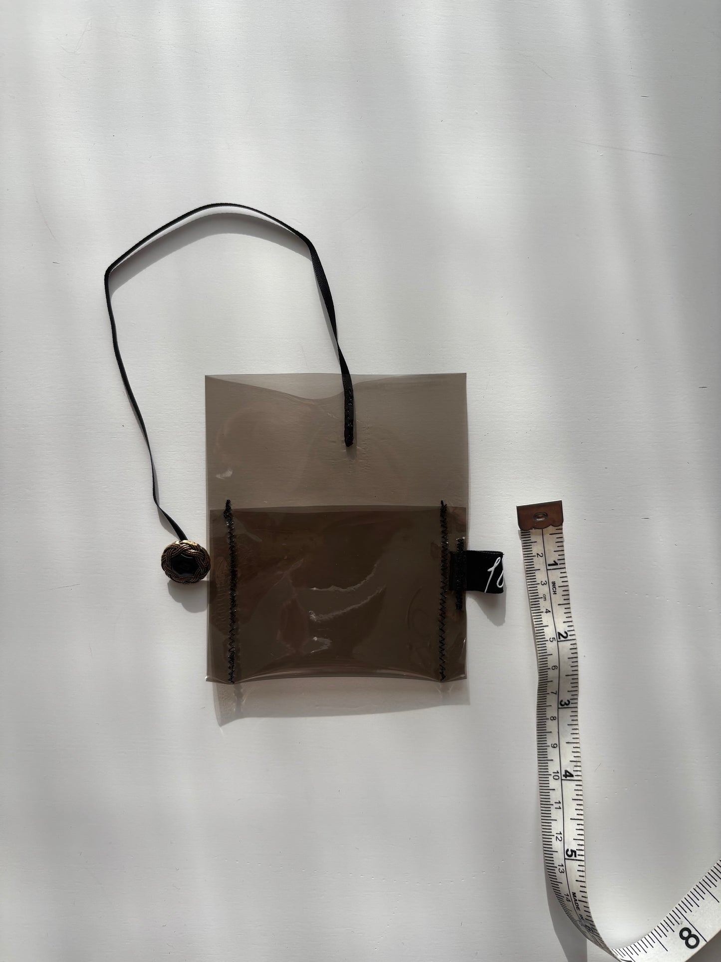 clear supersmall case with ribbon and button