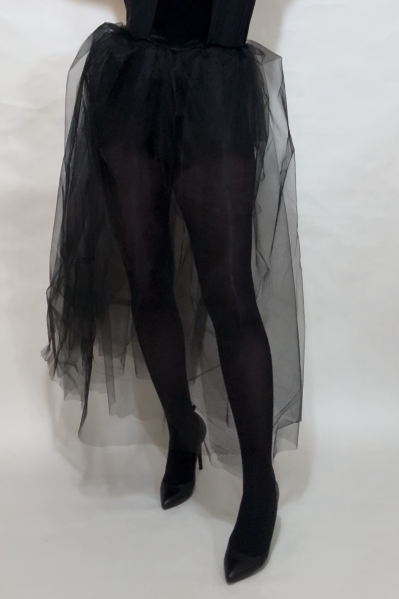 Black Layered Long Tulle Skirt