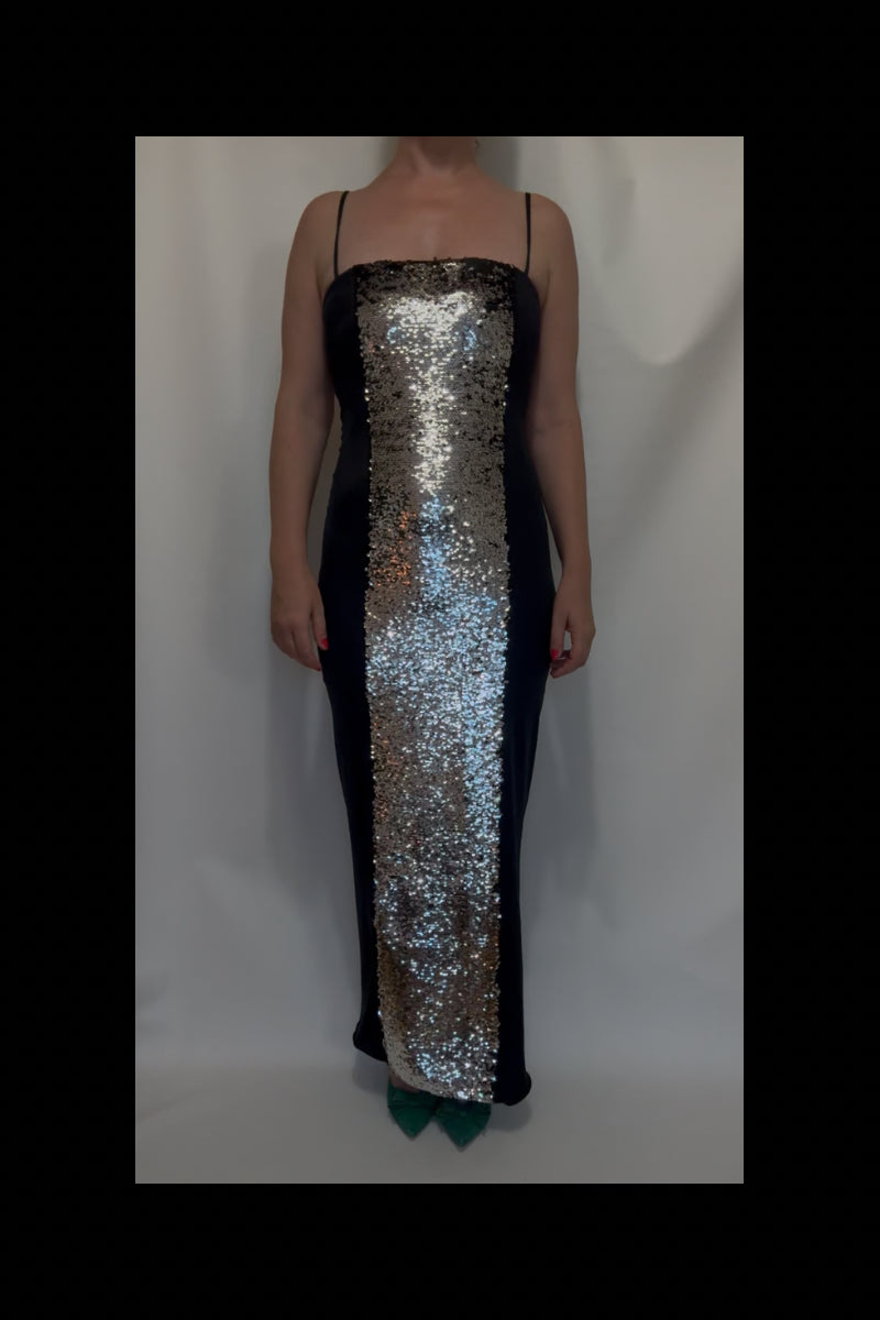 Silver & Black Sequin Dress