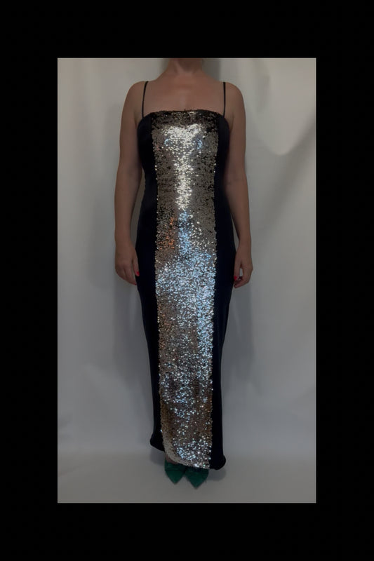Silver & Black Sequin Dress