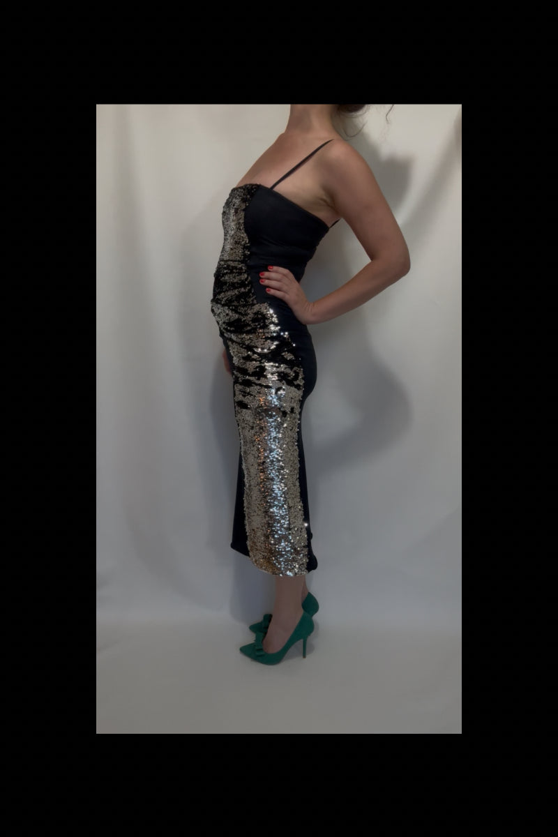 Silver & Black Sequin Dress