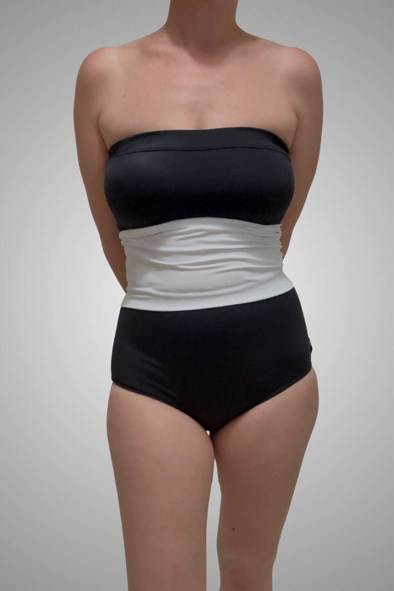 Swimsuit Striped Black White