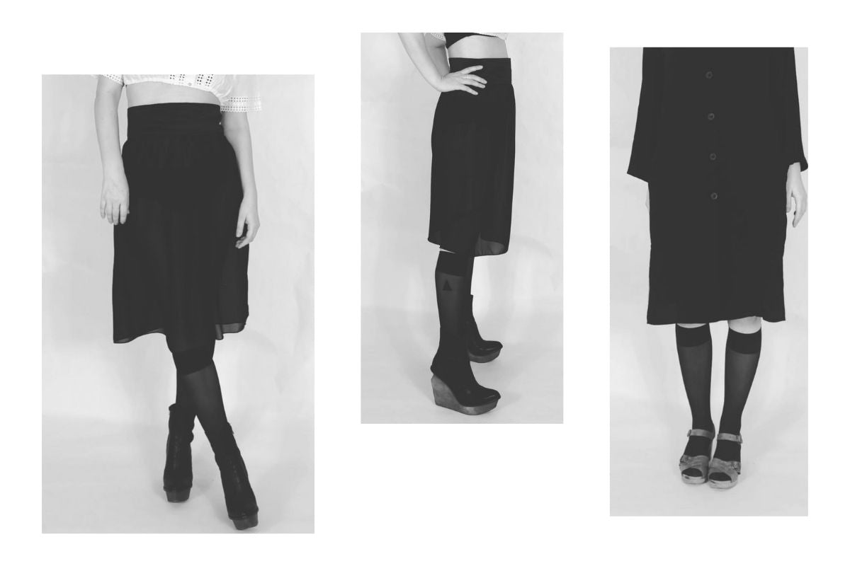 Photo by Ingrid Clara Renhuldt 1800 Hosiery Black Knee Highs 40 Den Collage