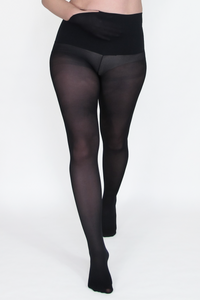 Svarta strumpbyxor med ficka. Strumpbyxa med brett midjeband. Black pantyhose with pocket. Tights with wide waistband in 50 denier.