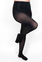 Load image into Gallery viewer, Svarta strumpbyxor med ficka. Strumpbyxa med brett midjeband. Black pantyhose with pocket.  Tights with wide waistband in 50 denier.