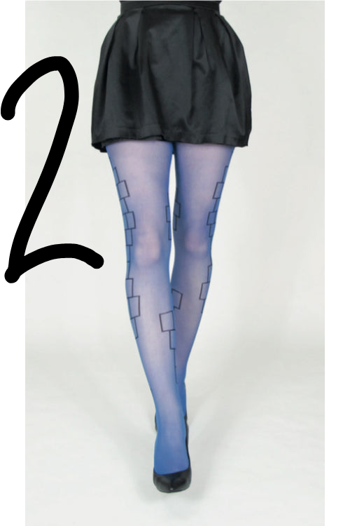 2 x Blue Rectangle Tights 30 - Basic Packaging - Archive Sale