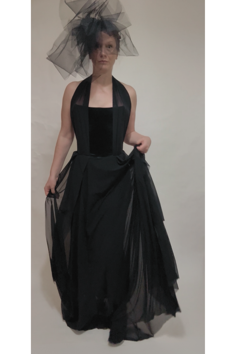 Black Corset Dress Halterneck