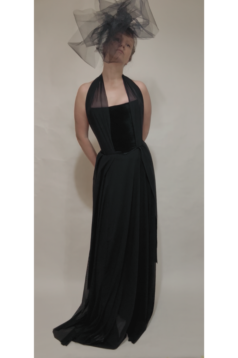 Black Corset Dress Halterneck