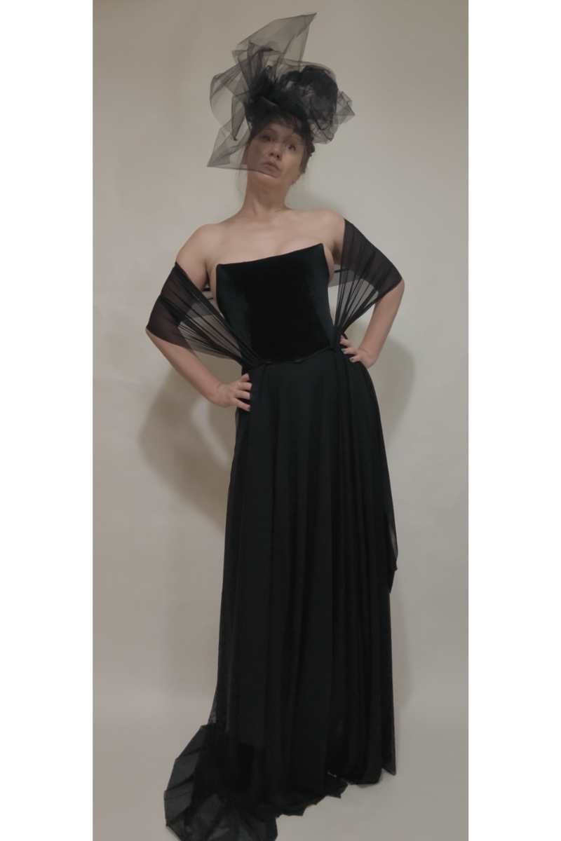 Black Corset Dress Halterneck