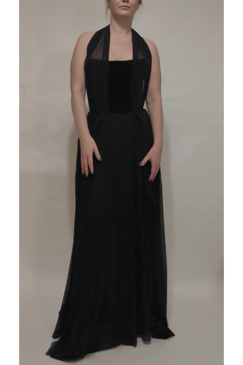 Black Corset Dress Halterneck