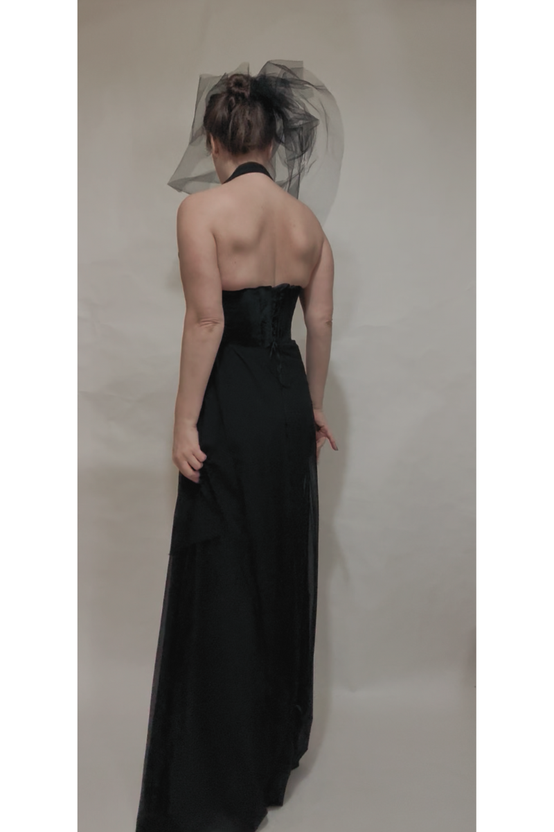 Black Corset Dress Halterneck