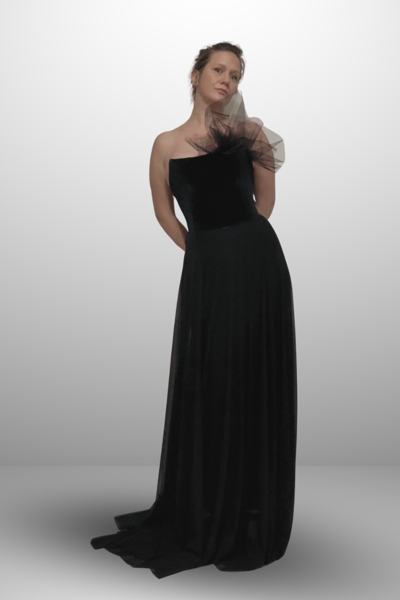 Black Corset Dress Flower Tulle