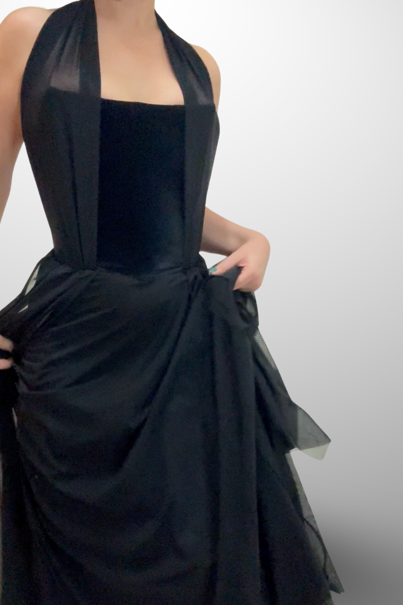 Black Corset Dress Halterneck