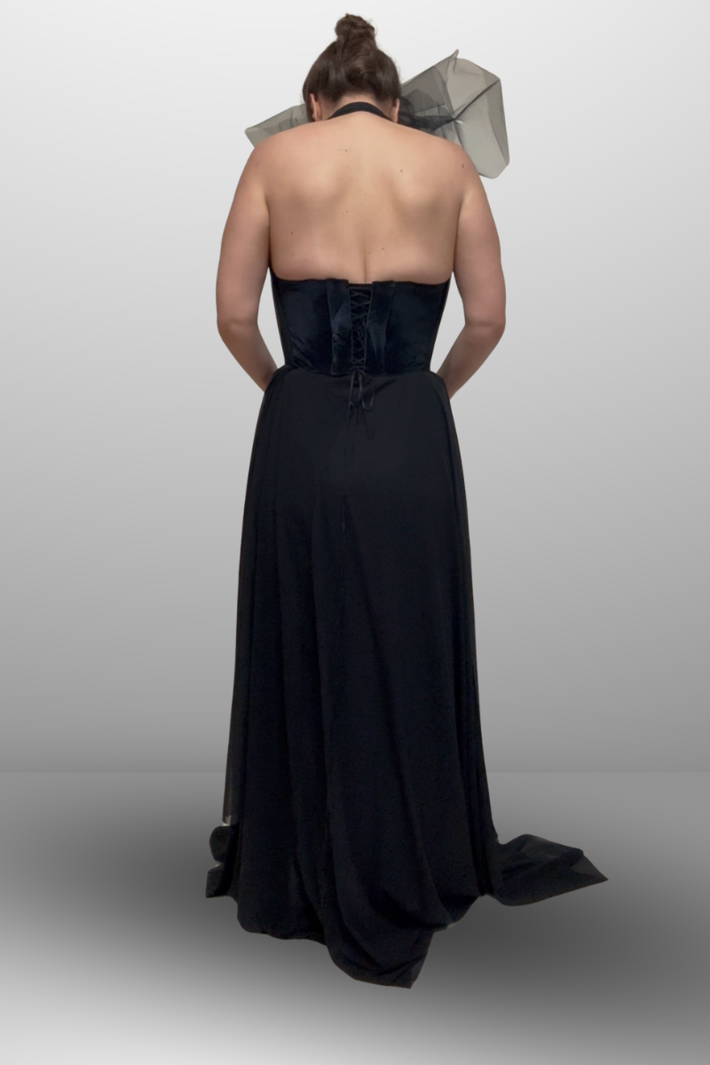 Black Corset Dress Halterneck