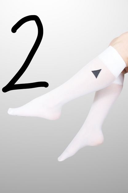 2 x White Knee Highs 40 - Basic Packaging - Archive Sale