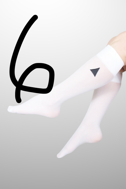 6 x White Knee Highs 40 - Basic Packaging - Archive Sale
