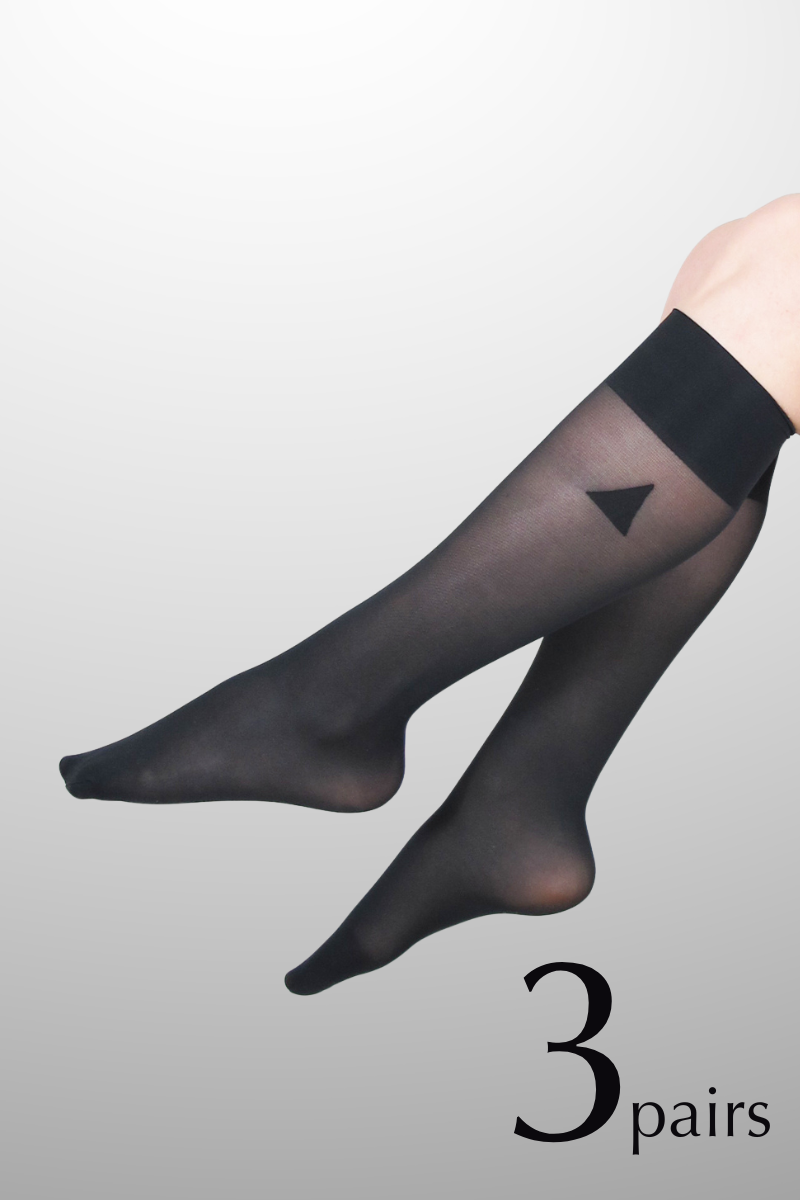 3 x Black Knee-Highs