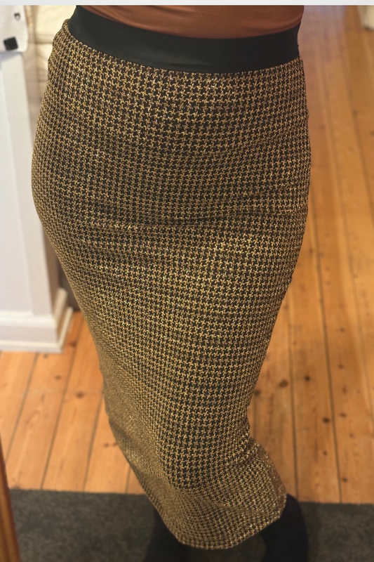 Gold Houndstooth Skirt