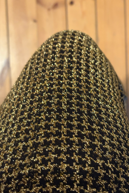Gold & Black Houndstooth Elastic Skirt