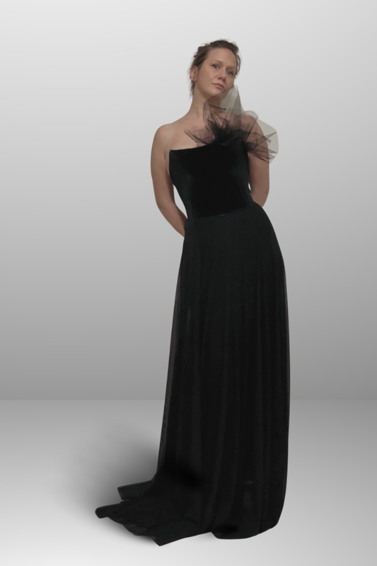 Black Corset Dress Flower Tulle