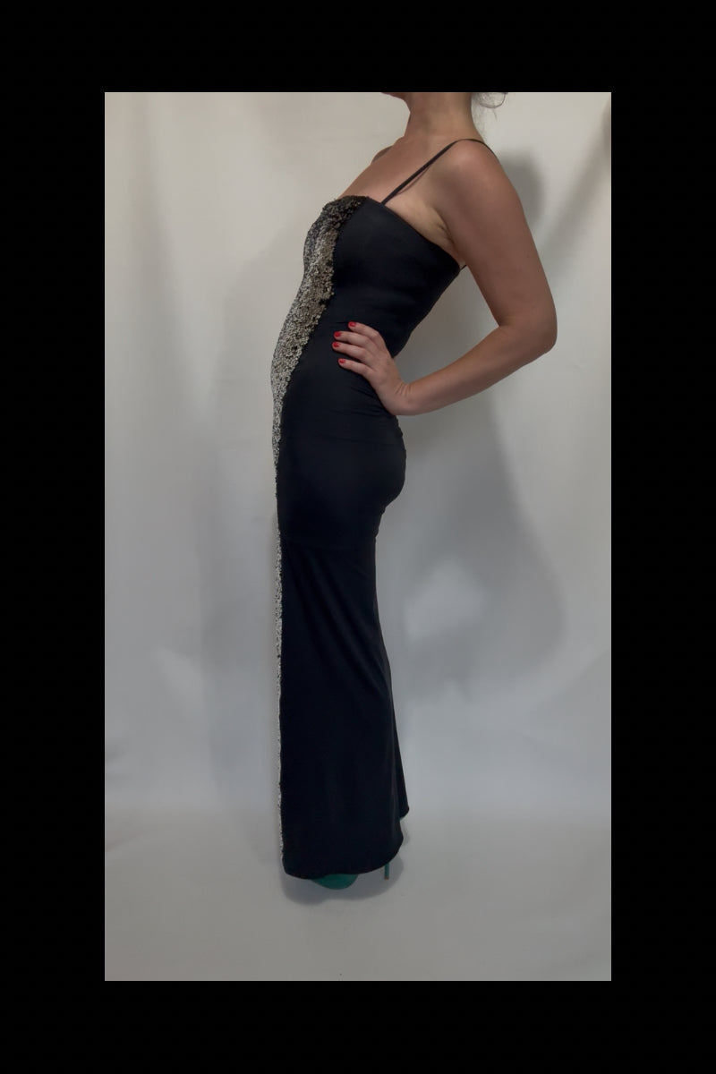 Silver & Black Sequin Dress