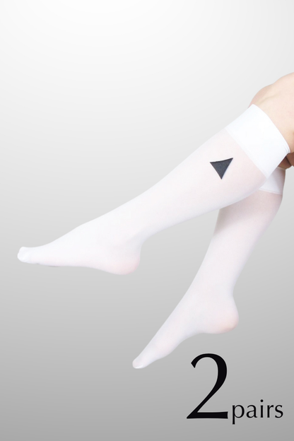 2 x White Knee Highs 40