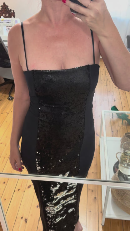 Silver &amp; Black Sequin Dress
