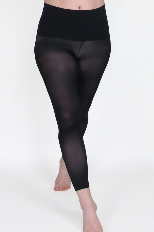 Sheer Leggings Roll Hem - Black