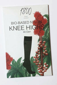 Gröna knästrumpor i biobaserad nylon. Green knee highs in biobased nylon, 40 denier.  Bio based nylon from castor plants.