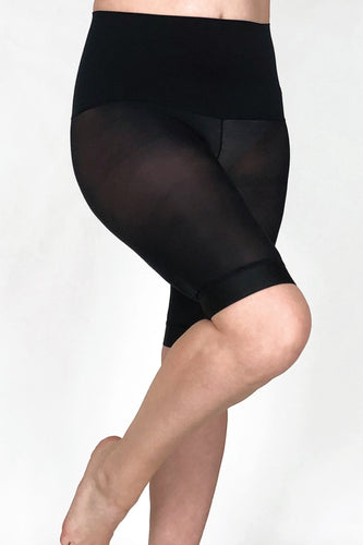 Svarta cykelbyxor i nylon, 50 denier. Cykelbyxa med brett midjeband. Black bike shorts in 50 denier.  Bike shorts with wide waistband.