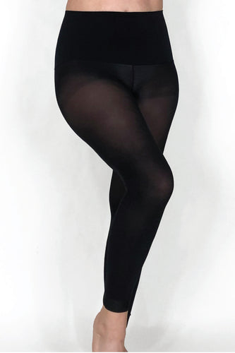 Svarta leggings i nylon, 50 denier. Tights med brett midjeband. Black leggings in 50 denier.  Tights with wide waistband.