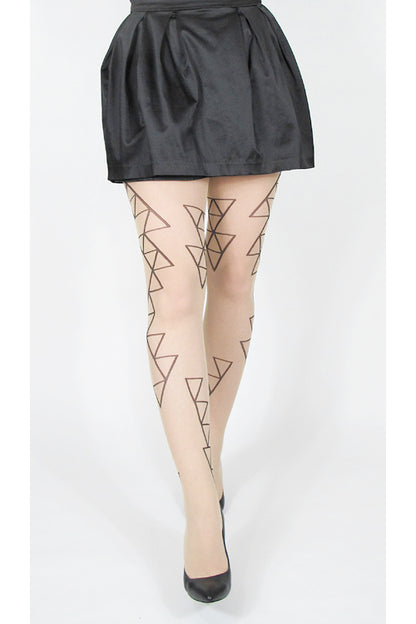 Ljusa strumpbyxor i 30 denier. Strumpbyxa med svart geometriskt mönster. Light pantyhose in 30 denier. Tights with black geometric minimalistic pattern.