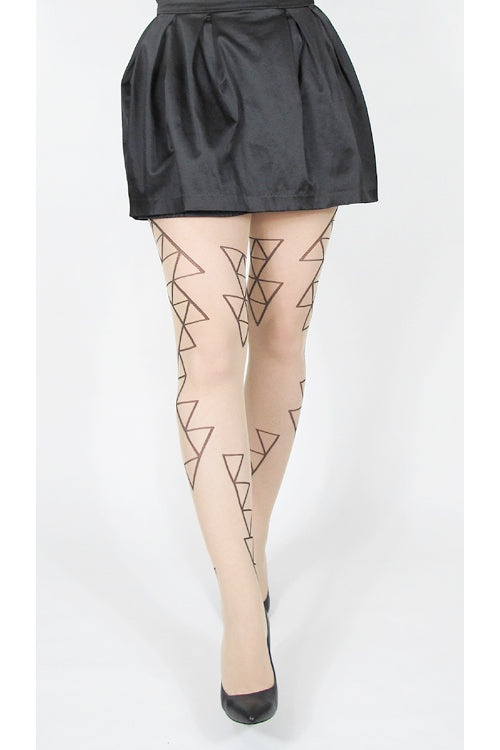 Ljusa strumpbyxor i 30 denier. Strumpbyxa med svart geometriskt mönster. Light pantyhose in 30 denier. Tights with black geometric minimalistic pattern.