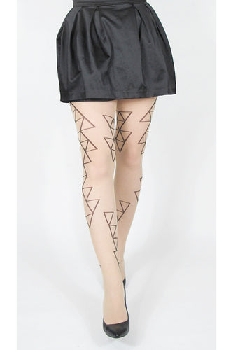 Ljusa strumpbyxor i 30 denier. Strumpbyxa med svart geometriskt mönster. Light pantyhose in 30 denier. Tights with black geometric minimalistic pattern.